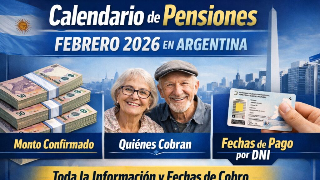 Calendario de Pensiones Febrero 2026 en Argentina: monto confirmado, quiénes cobran y fechas de pago por DNI