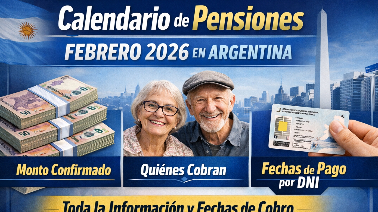 Calendario de Pensiones Febrero 2026 en Argentina: monto confirmado, quiénes cobran y fechas de pago por DNI