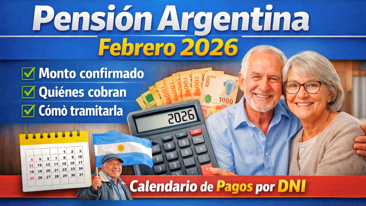 Pensión Argentina Febrero 2026: monto confirmado, quiénes cobran, cómo tramitarla y calendario de pagos por DNI